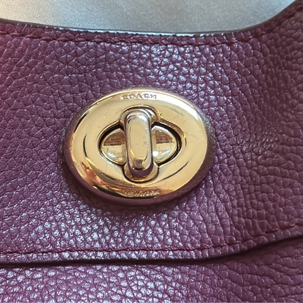COACH Edie Turnlock Leather Shoulder Bag, Model 36855 with Hold Accents. - Picture 12 of 16
